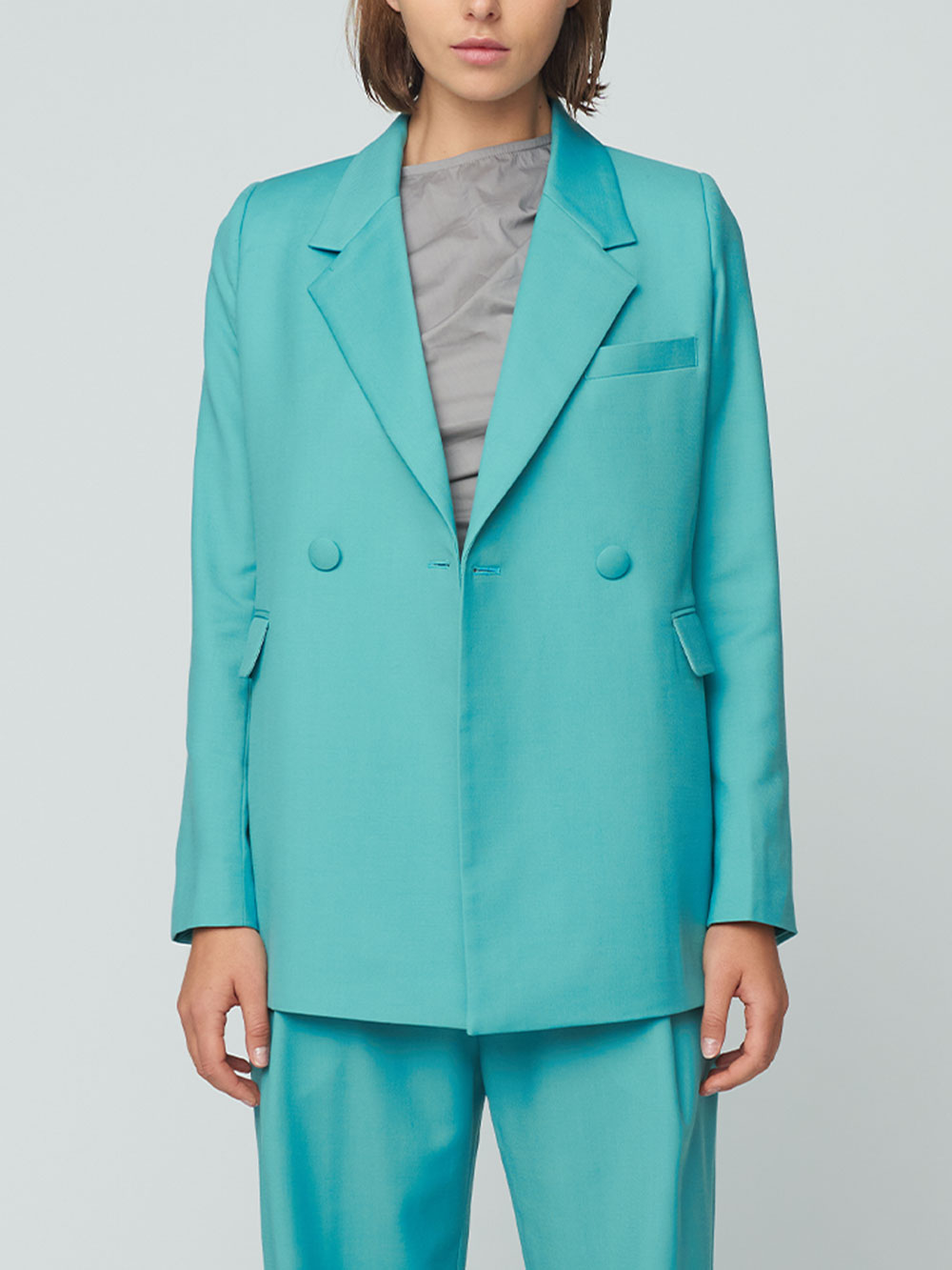 Double Breasted Blazer Teal – Wynn Hamlyn